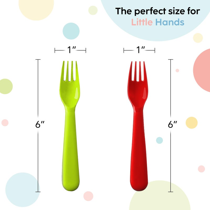 Plaskidy Plastic Toddler Forks - Set of 16 BPA Free/Dishwasher Safe Kids Utensils Brightly Colored Flatware Great for Kids - Image 3